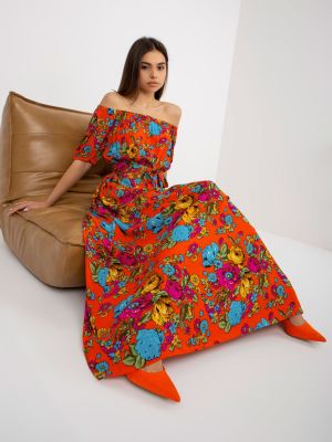 Sukienka w kwiatki Fashionhunters pomarańczowa