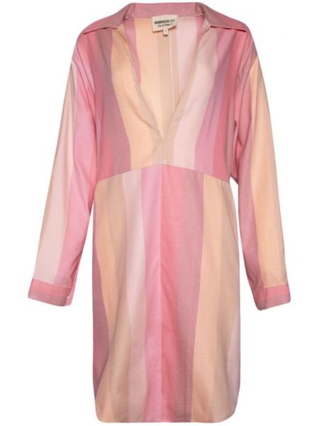 Robe en coton à rayures à imprimé Marrakshi Life rose
