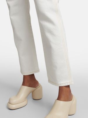 Дънки straight leg с висока талия Moncler бяло