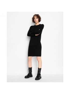 Mini vestido de lana merino de punto Armani Exchange negro