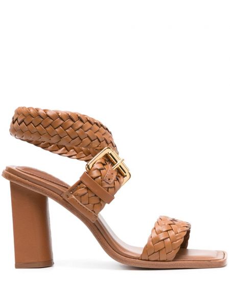 Pletené kožené sandále Schutz hnedá