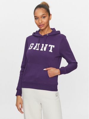Džemperis su gobtuvu Gant violetinė