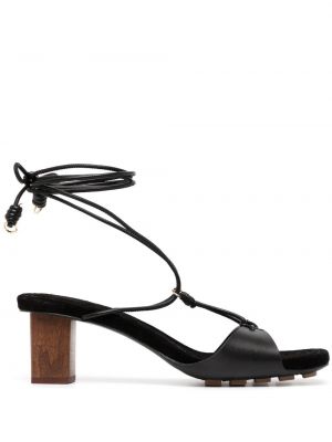 Čipkované šnurovacie sandále Ulla Johnson čierna
