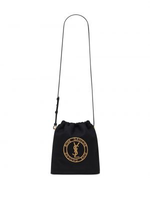Nákupná taška s výšivkou Saint Laurent čierna