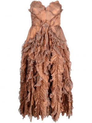 Hedvábné šněrovací koktejlové šaty z nylonu Maria Lucia Hohan - oranžová