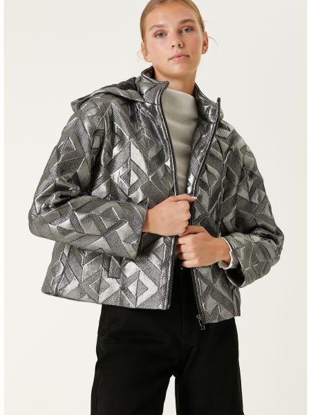 Стеганое пальто с капюшоном Network серебряное