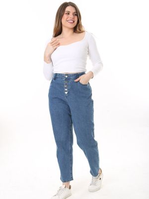 Jeansy na guziki z kieszeniami w serca Sans niebieskie