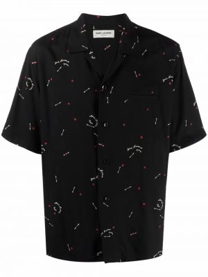 Camisa con estampado manga corta Saint Laurent negro