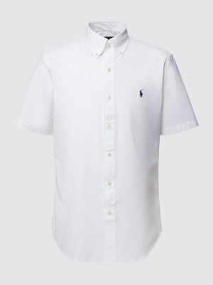 Koszula w jednolitym kolorze na guziki bawełniana Polo Ralph Lauren biała