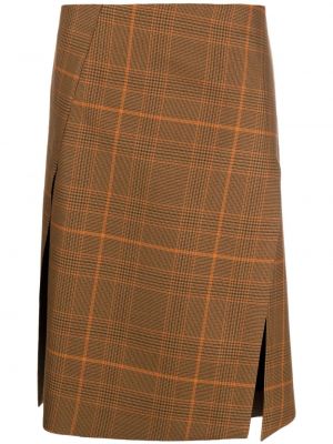 Kockovaná vlnená sukňa Stella Mccartney hnedá