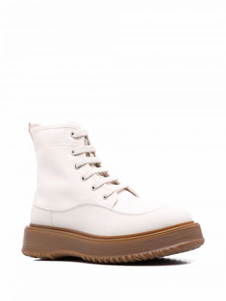 Krajkové kožené šněrovací kotníkové boty Hogan bílé