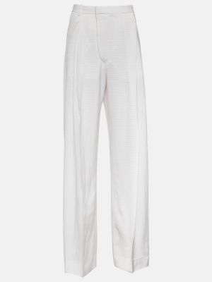 Plisované kalhoty s vysokým pasem relaxed fit Victoria Beckham bílé