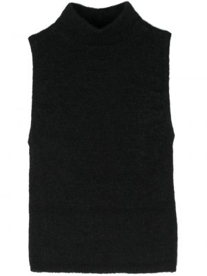 Pletený top s výrezom na chrbte Róhe čierna