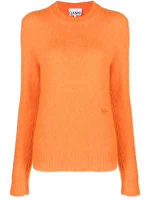 Dzianinowy sweter Ganni pomarańczowy