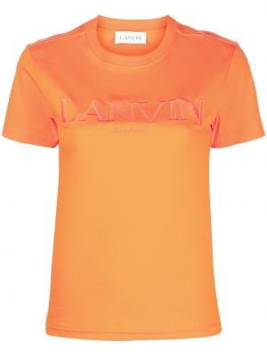 Памучна тениска бродирана от джърси Lanvin оранжево