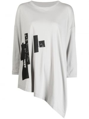 Bavlnené tričko s potlačou Y's sivá