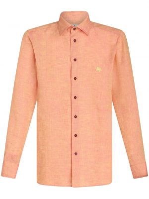 Lněná košile s výšivkou Etro oranžová