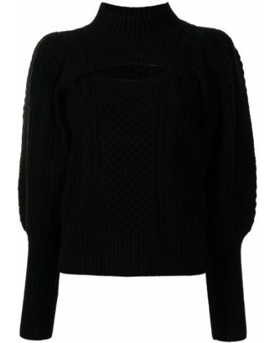 Jersey de tela jersey con mangas globo Sea negro