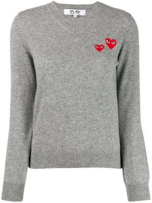 Maglione con scollo a v Comme Des Garçons Play grigio