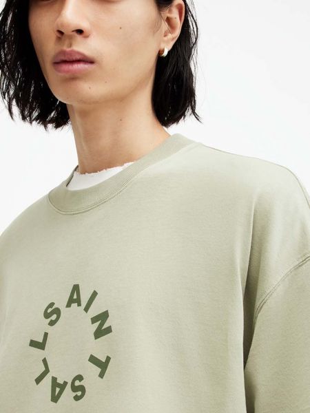 Koszulka bawełniana z nadrukiem Allsaints zielona