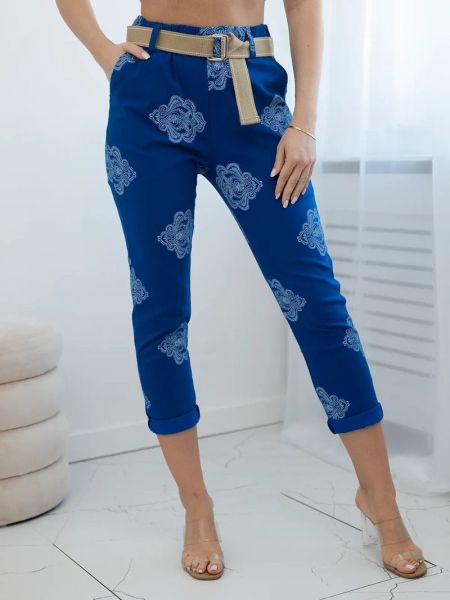 Pantaloni din viscoză cu imagine Kesi albastru