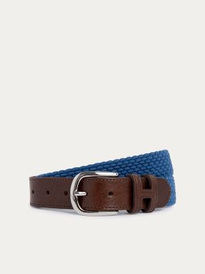 Cinturón de cuero con trenzado Hackett azul