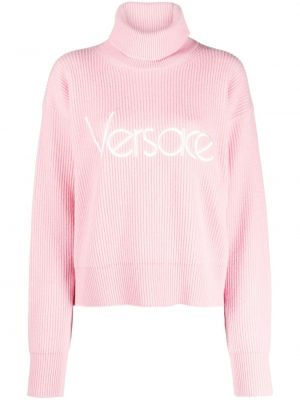 Haftowany sweter Versace różowy