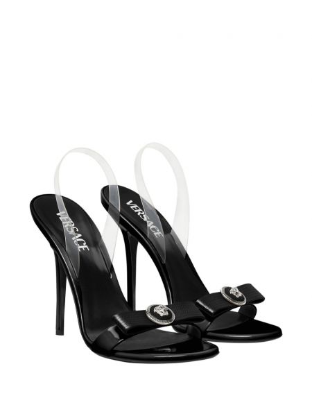 Leder sandale Versace schwarz