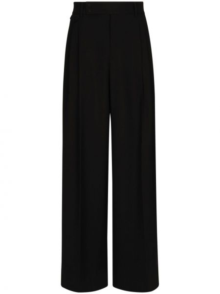 Μάλλινο παντελόνι σε φαρδιά γραμμή Dolce & Gabbana μαύρο