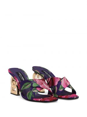 Žakárové květinové mules na podpatku Dolce & Gabbana