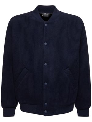 Blouson bomber en laine en tricot A.p.c. bleu