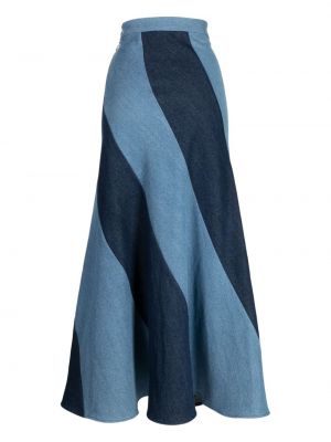 Spódnica bawełniana w paski Batsheva niebieska