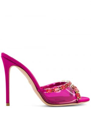 Papuci tip mules din piele de cristal Giambattista Valli roz