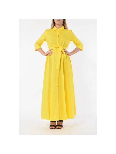 Vestido largo de algodón Patrizia Pepe amarillo