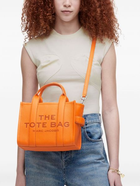 Dabīgās ādas shopper soma Marc Jacobs oranžs