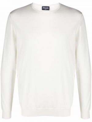 Bavlněný svetr s kulatým výstřihem Drumohr bílý