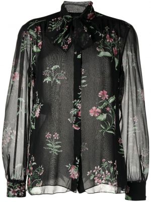 Копринена блуза на цветя с принт Giambattista Valli черно