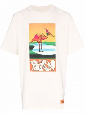 Tričko s potiskem s abstraktním vzorem Heron Preston bílé