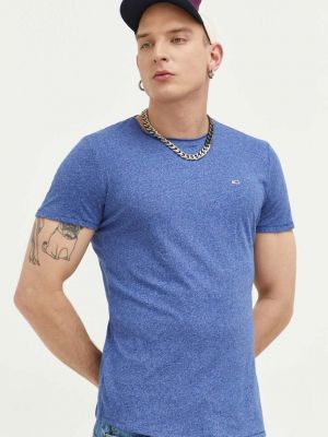 Меланж тениска с дълъг ръкав Tommy Jeans синьо