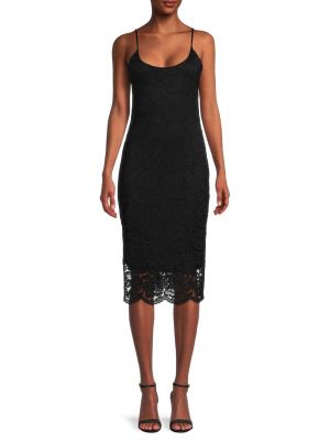 Кружевное платье в бельевом стиле без рукавов Donna Karan черное