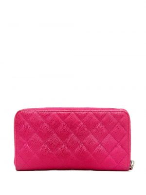 Pikowany portfel na zamek Chanel Pre-owned różowy