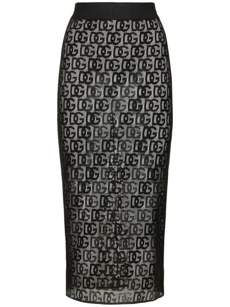Žakárové tylové pouzdrová sukně Dolce & Gabbana černé