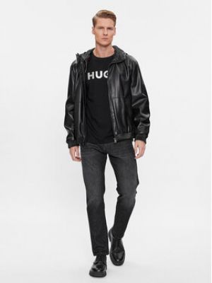 Kožená bunda Hugo černá