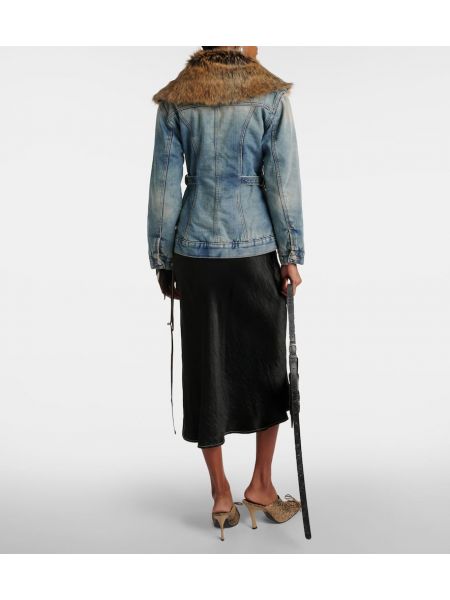Džínová bunda s kožíškem Acne Studios modrá