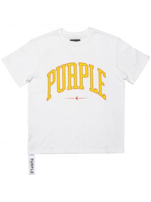 Pamut viseltes hatású póló nyomtatás Purple Brand