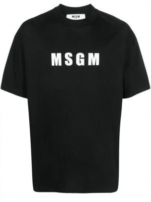 Памучна тениска с принт Msgm черно
