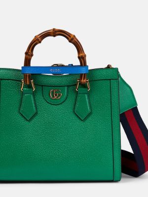 Bambusová kožená nákupná taška Gucci zelená