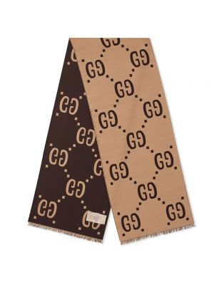 Жаккардовый шарф Gucci коричневый