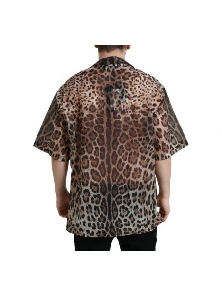 Camisa con estampado leopardo casual Dolce & Gabbana marrón