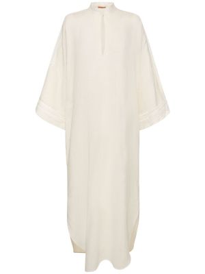 Μακρυμάνικη λινή μάξι φόρεμα Ermanno Scervino λευκό